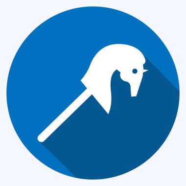 Simge At kafası. Oyuncak sembolü için uygun. Uzun gölge tarzı. Basit dizayn edilebilir. tasarım şablonu. Basit gösterim