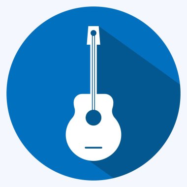 Simge Gitarı. Oyuncak sembolü için uygun. Uzun gölge tarzı. Basit dizayn edilebilir. tasarım şablonu. Basit gösterim