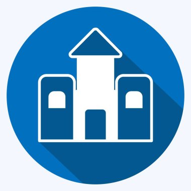 Simge Kalesi. Oyuncak sembolü için uygun. Uzun gölge tarzı. Basit dizayn edilebilir. tasarım şablonu. Basit gösterim