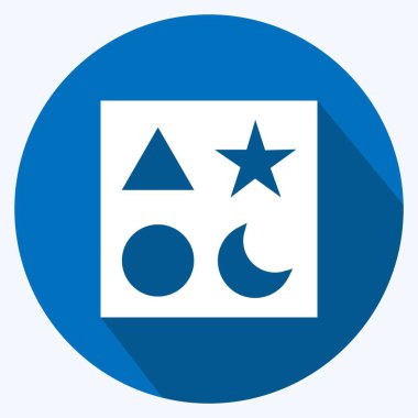 Oyuncak sembolü için uygun Simge Blokları 2. Uzun gölge tarzı. Basit dizayn edilebilir. tasarım şablonu. Basit gösterim