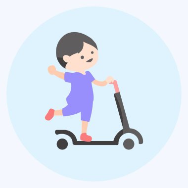 Scootie 'deki ikon oyuncağı. Oyuncak sembolü için uygun. Düz stil. Basit dizayn edilebilir. tasarım şablonu. Basit gösterim