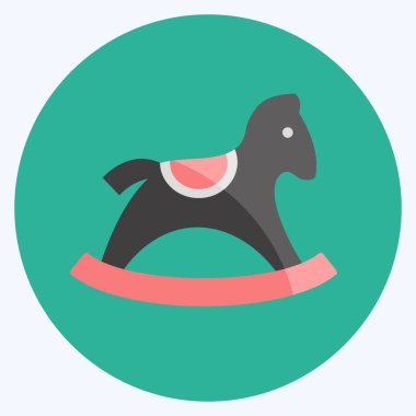 İkon Sallanan At. Oyuncak sembolü için uygun. Düz stil. Basit dizayn edilebilir. tasarım şablonu. Basit gösterim