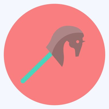 Simge At kafası. Oyuncak sembolü için uygun. Düz stil. Basit dizayn edilebilir. tasarım şablonu. Basit gösterim