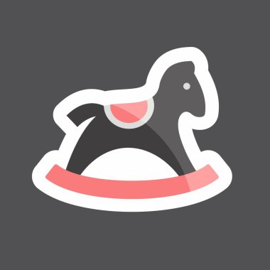 Çıkartmalı Sallanan At. Oyuncak sembolü için uygun. Basit dizayn edilebilir. tasarım şablonu. Basit gösterim