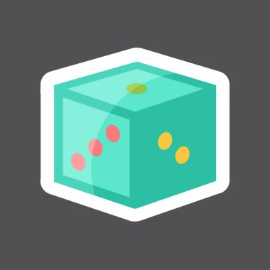 Etiket Dice. Oyuncak sembolü için uygun. Basit dizayn edilebilir. tasarım şablonu. Basit gösterim