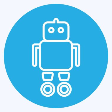 Simge Robotu. Oyuncak sembolü için uygun. Mavi gözlü. Basit dizayn edilebilir. tasarım şablonu. Basit gösterim