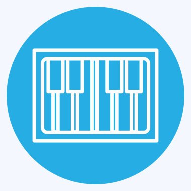 İkon Piyano. Oyuncak sembolü için uygun. Mavi gözlü. Basit dizayn edilebilir. tasarım şablonu. Basit gösterim