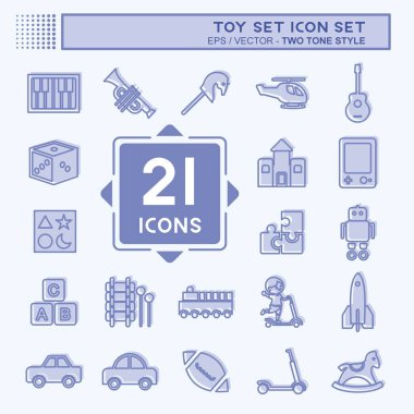 Oyuncak Simgesi Ayarları. Eğitim sembolü için uygun. İki ton stili. Basit dizayn edilebilir. tasarım şablonu. Basit gösterim