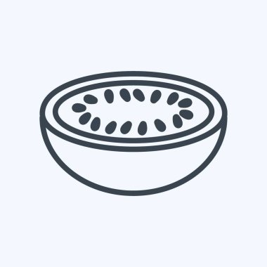 Simge kavunu. Meyve ve sebze sembolü için uygun. Sıra tarzı. Basit dizayn edilebilir. tasarım şablonu. Basit gösterim