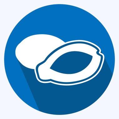 Simge Papaya. Meyve ve sebze sembolü için uygun. Uzun gölge tarzı. Basit dizayn edilebilir. tasarım şablonu. Basit gösterim