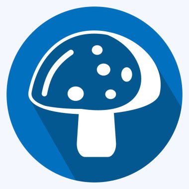 İkon mantarı. Meyve ve sebze sembolü için uygun. Uzun gölge tarzı. Basit dizayn edilebilir. tasarım şablonu. Basit gösterim