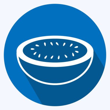 Simge kavunu. Meyve ve sebze sembolü için uygun. Uzun gölge tarzı. Basit dizayn edilebilir. tasarım şablonu. Basit gösterim