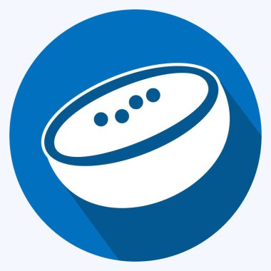 İkon Hindistan cevizi. Meyve ve sebze sembolü için uygun. Uzun gölge tarzı. Basit dizayn edilebilir. tasarım şablonu. Basit gösterim