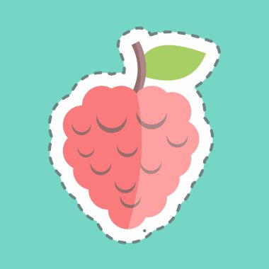 Çıkartma çizgisi ahududu kesti. Meyve ve sebze sembolü için uygun. Basit dizayn edilebilir. tasarım şablonu. Basit gösterim