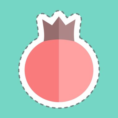 Çıkartma çizgisi Nar 'ı kesti. Meyve ve sebze sembolü için uygun. Basit dizayn edilebilir. tasarım şablonu. Basit gösterim