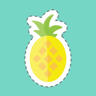 Çıkartma çizgisi Pineapple 'ı kesti. Meyve ve sebze sembolü için uygun. Basit dizayn edilebilir. tasarım şablonu. Basit gösterim