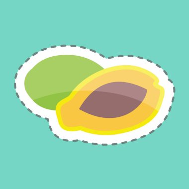 Etiket çizgisi Papaya 'yı kesti. Meyve ve sebze sembolü için uygun. Basit dizayn edilebilir. tasarım şablonu. Basit gösterim