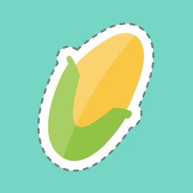 Etiket mısırı kesti. Meyve ve sebze sembolü için uygun. Basit dizayn edilebilir. tasarım şablonu. Basit gösterim