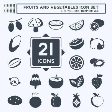 Meyveler ve Sebze Simgesi. Eğitim sembolü için uygun. Kabartma tarzı. Basit dizayn edilebilir. tasarım şablonu. Basit gösterim