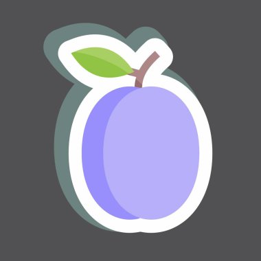 Çıkartmalı erik. Meyve ve sebze sembolü için uygun. Basit dizayn edilebilir. tasarım şablonu. Basit gösterim