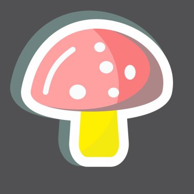 Çıkartmalı mantar. Meyve ve sebze sembolü için uygun. Basit dizayn edilebilir. tasarım şablonu. Basit gösterim