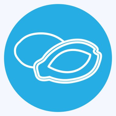 Simge Papaya. Meyve ve sebze sembolü için uygun. Mavi gözlü. Basit dizayn edilebilir. tasarım şablonu