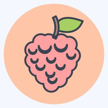 İkon ahududu. Meyve ve sebze sembolü için uygun. renk arkadaşı stili. Basit dizayn edilebilir. tasarım şablonu. Basit gösterim