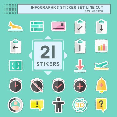 Bilgi Grafikleri Etiketi kesme satırı seti. Eğitim sembolü için uygun. Basit dizayn edilebilir. tasarım şablonu. Basit gösterim