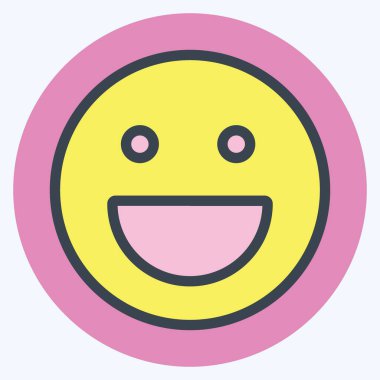 Icon Emoticon Kahkahası. Duygu Simgesi için uygun. renk arkadaşı stili. Basit dizayn edilebilir. tasarım şablonu. Basit gösterim