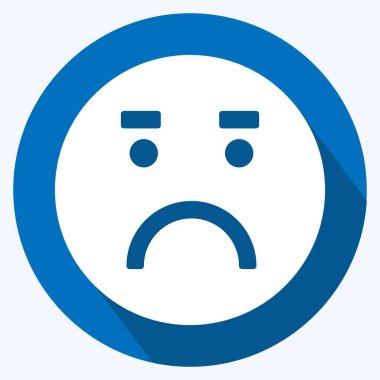 Icon Emoticon Endişeli. Duygu Simgesi için uygun. Uzun gölge tarzı. Basit dizayn edilebilir. tasarım şablonu. Basit gösterim