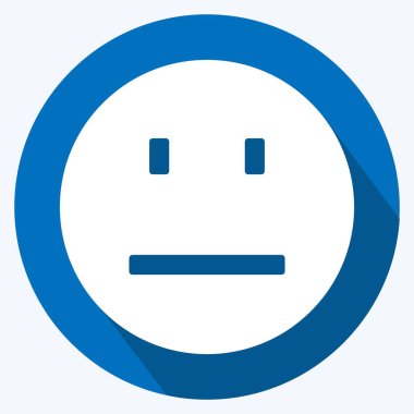 Simge Duygusuz Düz Yüz. Duygu Simgesi için uygun. Uzun gölge tarzı. Basit dizayn edilebilir. tasarım şablonu. Basit gösterim