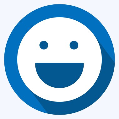 Icon Emoticon Kahkahası. Duygu Simgesi için uygun. Uzun gölge tarzı. Basit dizayn edilebilir. tasarım şablonu. Basit gösterim