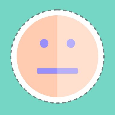 Çıkartma çizgisi Emoticon Straight Face 'i kesti. Duygu Simgesi için uygun. Basit dizayn edilebilir. tasarım şablonu. Basit gösterim