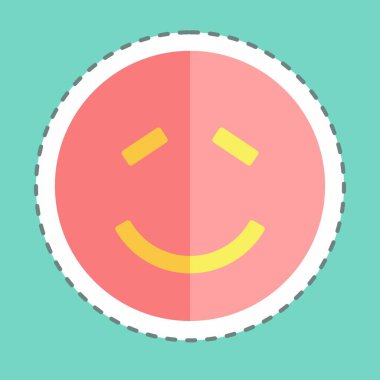 Çıkartma çizgisi Emoticon Shy 'ı kesti. Duygu Simgesi için uygun. Basit dizayn edilebilir. tasarım şablonu. Basit gösterim