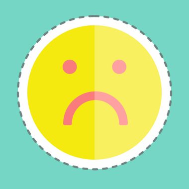Çıkartma çizgisi Emoticon Sad 'i kesti. Duygu Simgesi için uygun. Basit dizayn edilebilir. tasarım şablonu. Basit gösterim