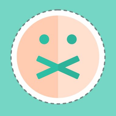 Çıkartma çizgisi Duygusal Dilsiz 'i kesti. Duygu Simgesi için uygun. Basit dizayn edilebilir. tasarım şablonu. Basit gösterim