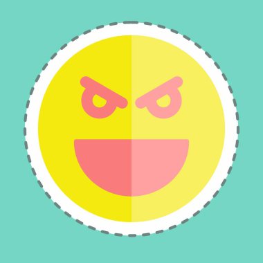 Çıkartma hattı Emoticon Evil 'ı kesti. Duygu Simgesi için uygun. Basit dizayn edilebilir. tasarım şablonu. Basit gösterim
