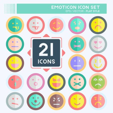 Simge Duygu Simgesi Ayarlandı. Eğitim sembolü için uygun. Düz stil. Basit dizayn edilebilir. tasarım şablonu. Basit gösterim