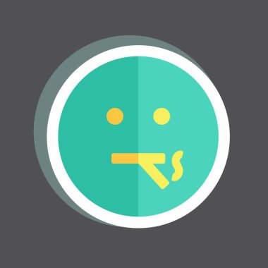 Çıkartma Emoticon Sigara İçiyor. Duygu Simgesi için uygun. Basit dizayn edilebilir. tasarım şablonu. Basit gösterim