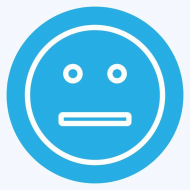 Simge Duygusuz Düz Yüz. Duygu Simgesi için uygun. Mavi gözlü. Basit dizayn edilebilir. tasarım şablonu. Basit gösterim