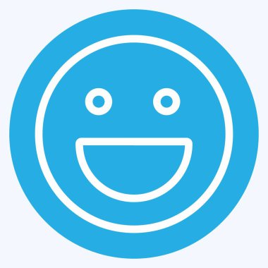 Icon Emoticon Kahkahası. Duygu Simgesi için uygun. Mavi gözlü. Basit dizayn edilebilir. tasarım şablonu. Basit gösterim