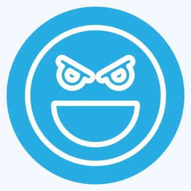 Simgesel Duygu Kötülüğü. Duygu Simgesi için uygun. Mavi gözlü. Basit dizayn edilebilir. tasarım şablonu. Basit gösterim