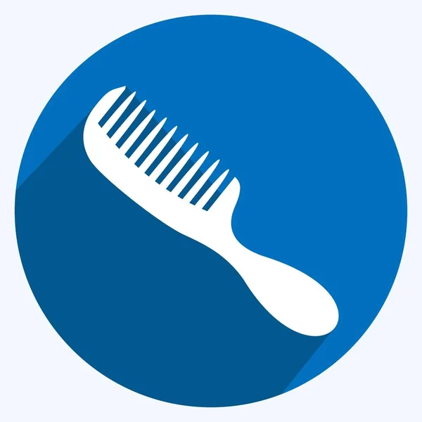 Icon Hairbrush Suitable Beauty Care Symbol Long Shadow Style Simple — Vector de stock