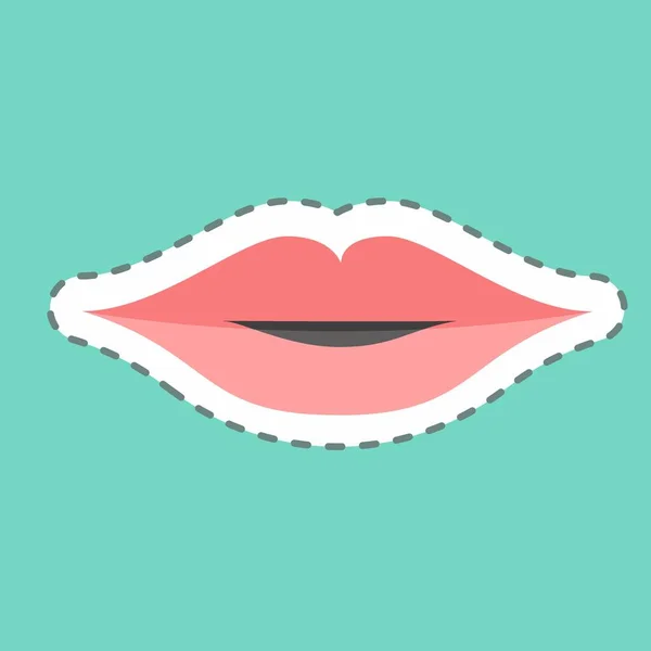 Çıkartma Çizgisi Lips Kesti Güzellik Sembolü Için Uygun Basit Dizayn — Stok Vektör