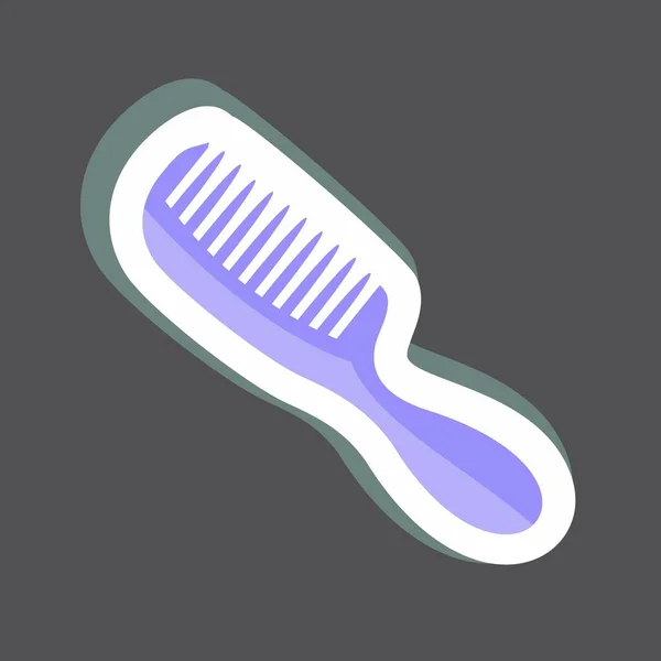 Sticker Hairbrush Vhodný Pro Symbol Péče Krásu Jednoduchý Design Upravitelný — Stockový vektor