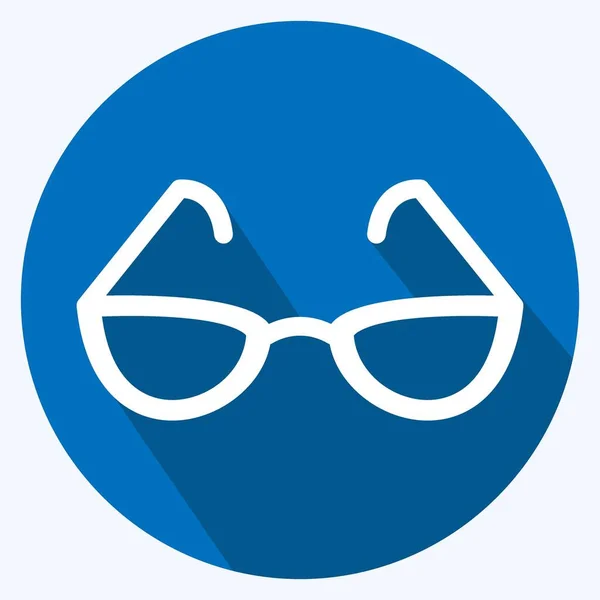 Icon Reading Glasses Suitable Men Accessories Symbol Long Shadow Style — Vetor de Stock