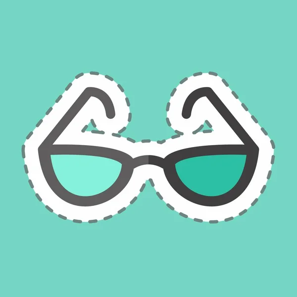 Sticker Line Cut Reading Glasses Suitable Men Accessories Symbol Simple — Stock Vector