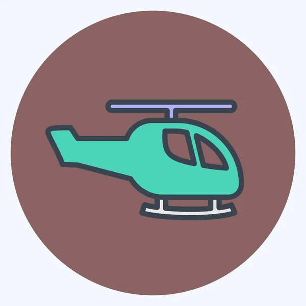 Icon Helicopter Suitable Toy Symbol Color Mate Style Simple Design — Stock Vector