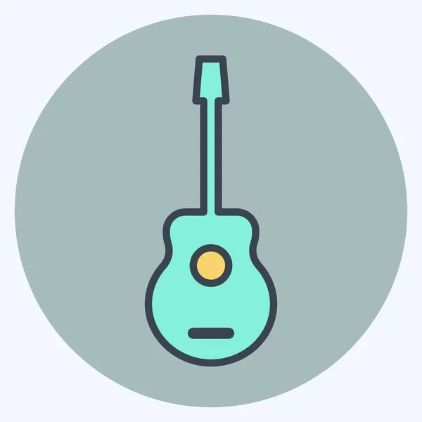 Icon Guitar Suitable Toy Symbol Color Mate Style Simple Design — Stockvektor