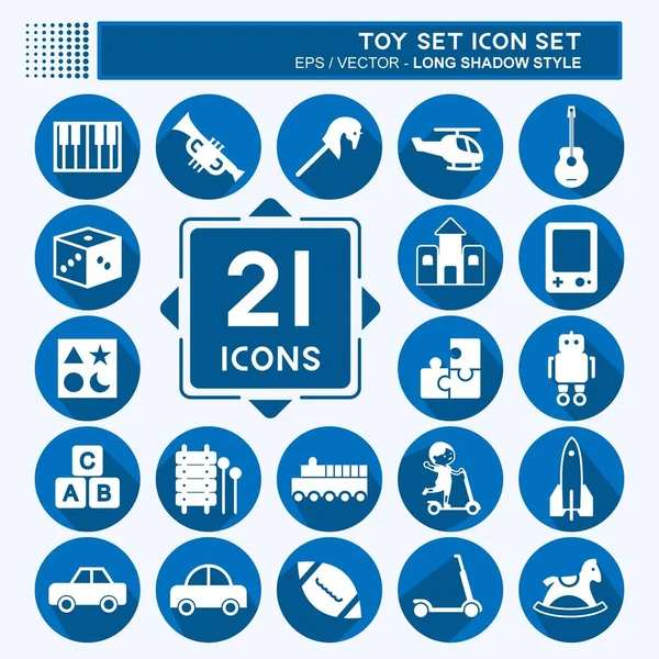 Oyuncak Simgesi Ayarları. Eğitim sembolü için uygun. Uzun gölge tarzı. Basit dizayn edilebilir. tasarım şablonu. Basit gösterim